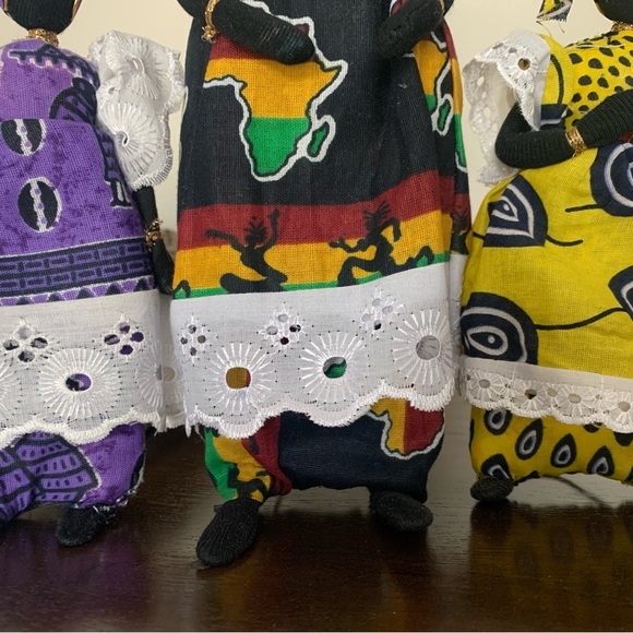 Beautiful African Folk Art Cloth Dolls/Figurines ~ Mother & Daughter’s Set of 3 - Picture 7 of 11